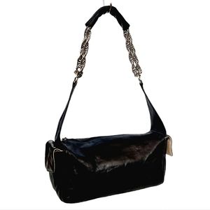 Vintage Authentic Pancaldi Black Genuine Leather Handbag Rare Shoulder Bag GUC